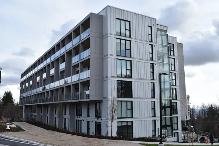 Oslo: mid-rise exterior cladding in Burnaby, BC by L2 Group — Corrugated & standing seam metal